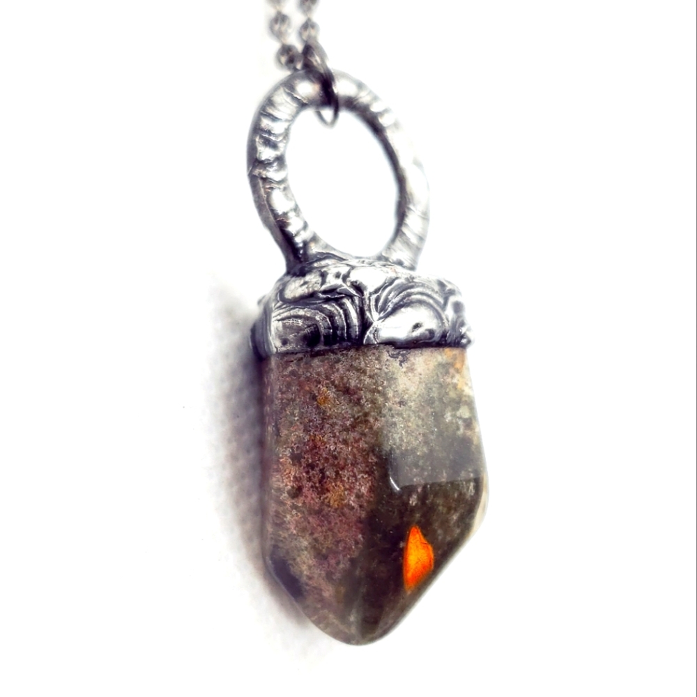 Lodolite crystal necklace garden quartz